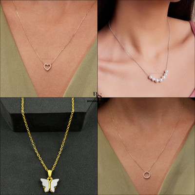 BOGHRA SALES combo pendant for girls Gold-plated Pearl, Diamond, Crystal Alloy Locket Set