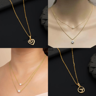 BOGHRA SALES combo pendant for girls Gold-plated, Rhodium Pearl, Diamond Brass, Alloy Pendant