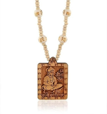 Yashveda Shri Balaji Bageshwar Dham Sitaram Hanumanji Tulsi Pendant with Mala Wood Chain