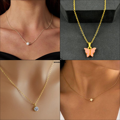 BOGHRA SALES combo pendant for girls Gold-plated Pearl, Diamond, Crystal Brass, Alloy Pendant Set