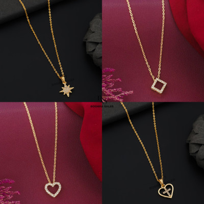 BOGHRA SALES combo pendant chain for girls Gold-plated, Rhodium Diamond Brass, Alloy Pendant