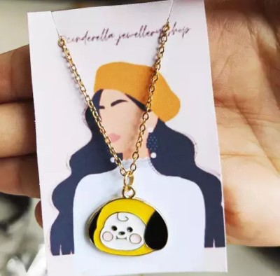 AVIRA ENTERPRISES BTS BT21 Chimmy Charm Chain Chimmy,the playful puppy in yellow Gold-plated Plated Alloy Necklace