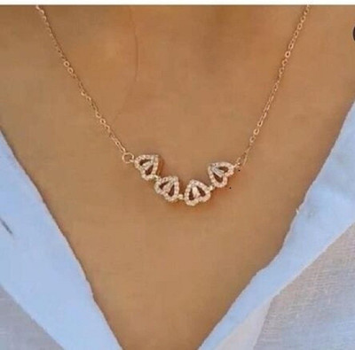 newicon newicon 4 Magnetic Heart Pendant Chain for girls and womens Gold-plated Agate Alloy Pendant Set