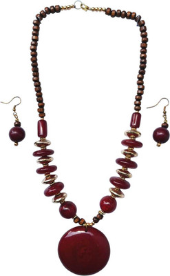 Rita OXIDIZE Stone Maroon, Gold Jewellery Set(Pack of 1)