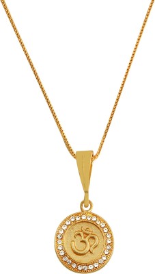 LVA CREATIONS Gold-plated Brass Om Locket With Metal Chain For Men And Women Gold-plated Plated Brass, Alloy Chain