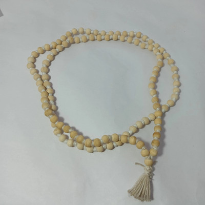 Malas Collection Original 108 White Beads Tulsi Jaap Mala For Mantra Japa Wood Chain