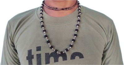 JangraBro Silver color Cap black rudraaksh mala Rudraksha Chain