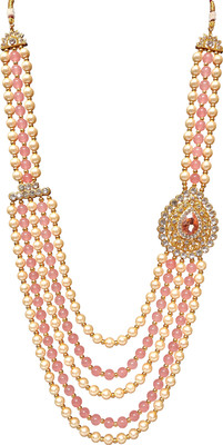 radhe creation ®Pearl Base Metal and Dulha Moti Mala Haar Necklace for Men's Beads Gold-plated Plated Brass, Metal, Mother of Pearl Necklace