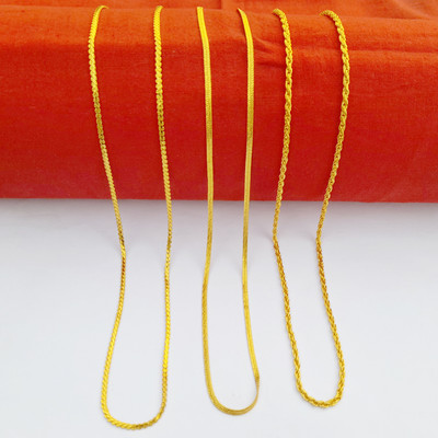 Buy 3@60 Each, 3 Unique Golden Chain designs, Chain for Girls, Gold Plated Chain Gold-plated Plated Brass, Metal, Alloy Chain Set