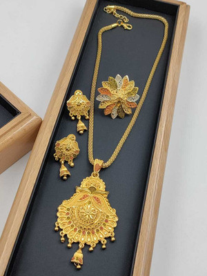 Om Krishiv Collection Brass Gold-plated Multicolor Jewellery Set(Pack of 2)