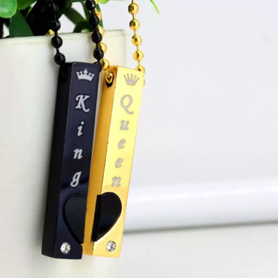 VIANSH 3D Vertical Bar Stick Pendant/Locket for Men and Women Rectangle Pendant Rhodium Stainless Steel Pendant Set