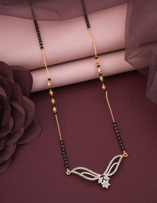 ZLISS Gold Plated Fancy alloy Diamond Mangalsutra for Women Alloy Mangalsutra