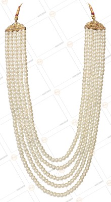 radhe creation ®Pearl Necklace Jewellery for Groom Dulha Moti Mala Haar for Men(5 Line) Pearl Gold-plated Plated Metal, Mother of Pearl Necklace