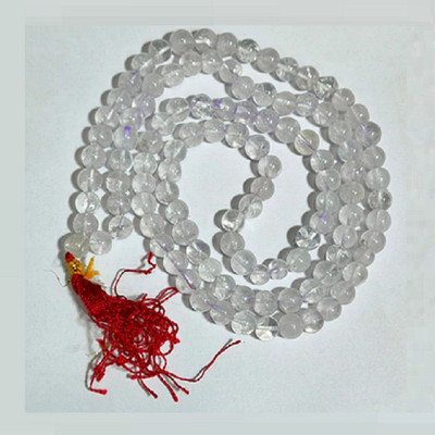 RATAN BAZAAR Adjustable White Sphatik Beads Mala for Women Crystal Stone Chain
