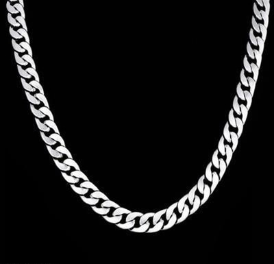 Jagsun Silver Color Solid Titanium Plated Chain Most Popular Curb Chain Silver Plated Alloy, Stainless Steel Chain