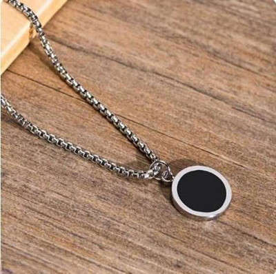EIT Collection Stylish Circular Pendant Chain Turquoise Silver Plated Stainless Steel Chain