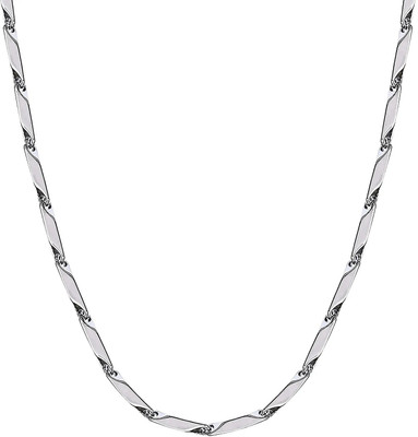 21 Inches Stainless Steel Rice Chain for Men and Boys Black Silver Plated Stainless Steel Chain