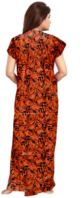 AakarShana Women Nightdress(Orange)