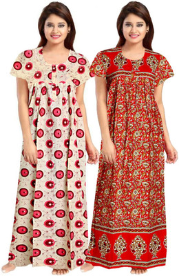 Hans Crafted Women Nighty Set(Multicolor)