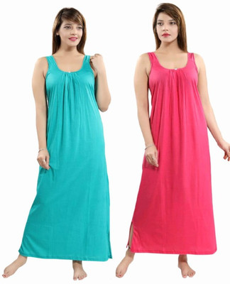 PHFS Women Nighty Set(Green, Pink)