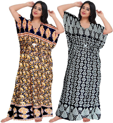 Saviaara Women Nighty(Multicolor)