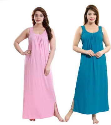 PHFS Women Nighty Set(Pink, Blue)