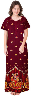 K.B Collection Women Nighty(Maroon)