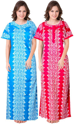 Sharma Distributor Women Nightdress(Blue, Pink)