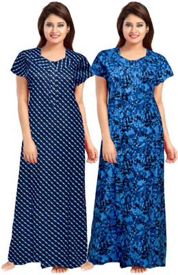 DreamBe Women Nighty(Blue, Black)