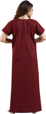 SHLOKE Women Nighty(Maroon)