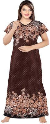 Hans Crafted Women Nighty(Brown)