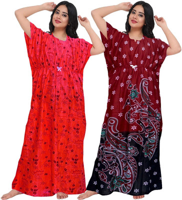 Saviaara Women Nighty(Red)