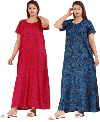 Shri Janki Saree Women Nighty(Red, Blue)