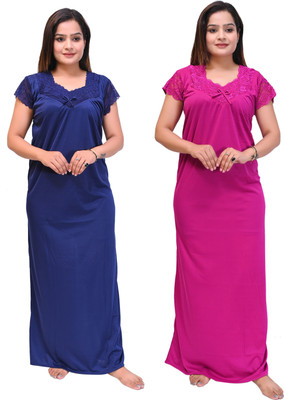 Women Night Dress(Blue, Pink)