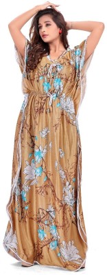 ZAIRRA Women Nighty(Brown)