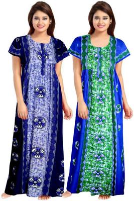 DreamBe Women Maternity/Nursing Nighty(Green, Blue)