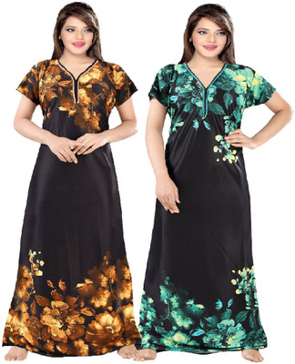 Hans Crafted Women Nighty(Brown, Green, Black)