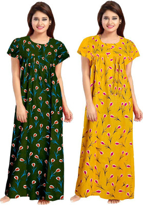 DreamBe Women Nighty(Yellow, Black)