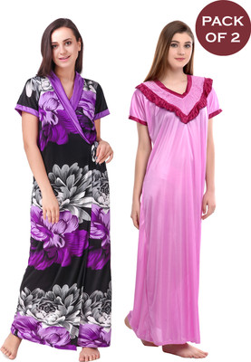 KEOTI Women Nighty with Robe(Multicolor)