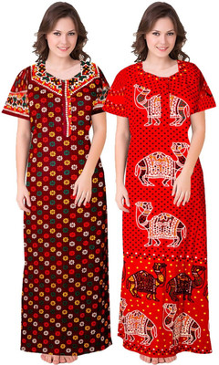 Hans Crafted Women Nighty(Multicolor)