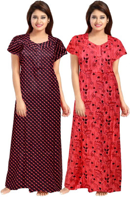 Hans Crafted Women Nighty(Maroon, Red)
