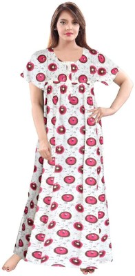 AakarShana Women Nighty(Red, White)