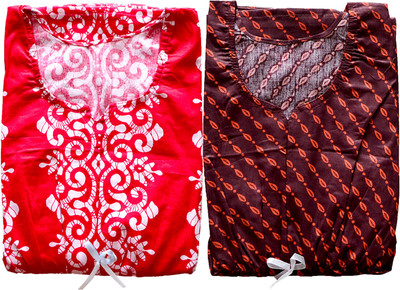 Hans Crafted Women Nighty(Pink, Maroon)