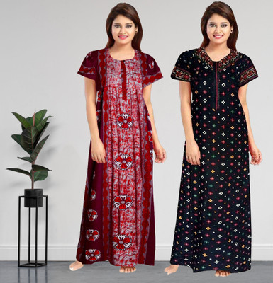 LA fashion Women Nighty(Multicolor)