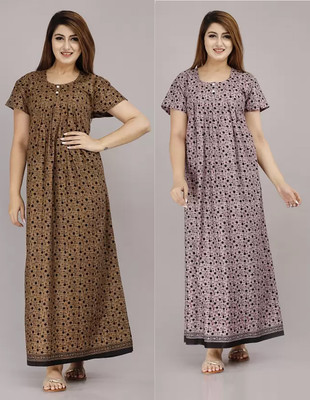 A S Creation Women Nighty(Multicolor)