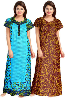 Aryansh Enterprises Women Nightdress(Blue, Brown)