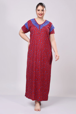 THUMKA Women Nighty(Maroon, Blue)