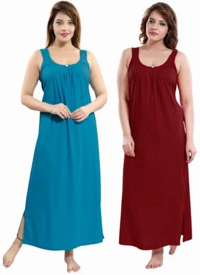 PHFS Women Nighty Set(Blue, Maroon)