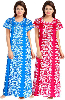 Sharma Distributor Women Nightdress(Blue, Pink)