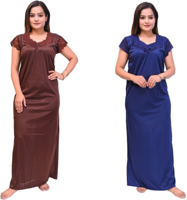 Women Night Dress(Blue, Brown)